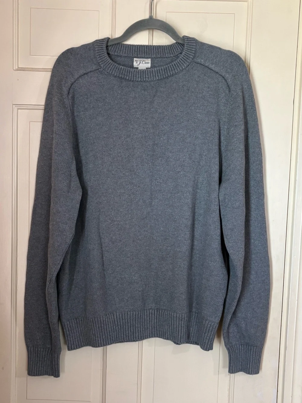 J Crew Sweater Mens X-Large Gray Heritage Cotton Crewneck Pullover Classic